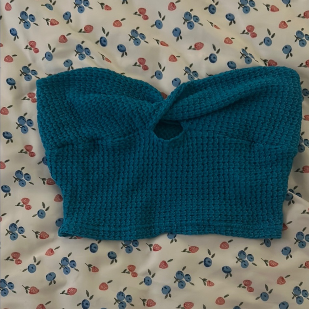 SHEIN Teal Knit Crop Top